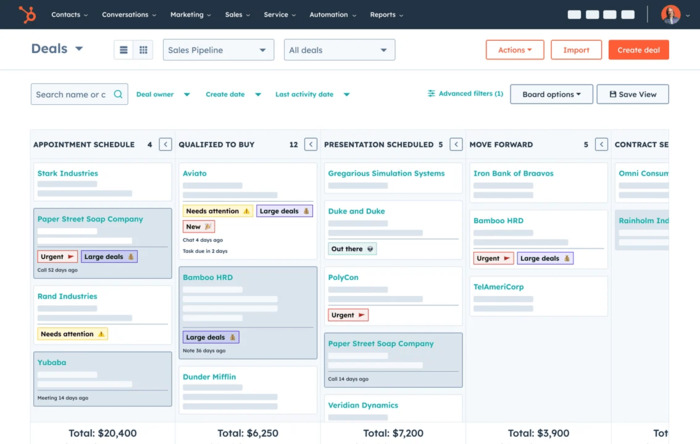 HubSpot interface