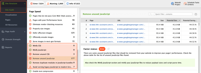 Discover JavaScript and CSS issues