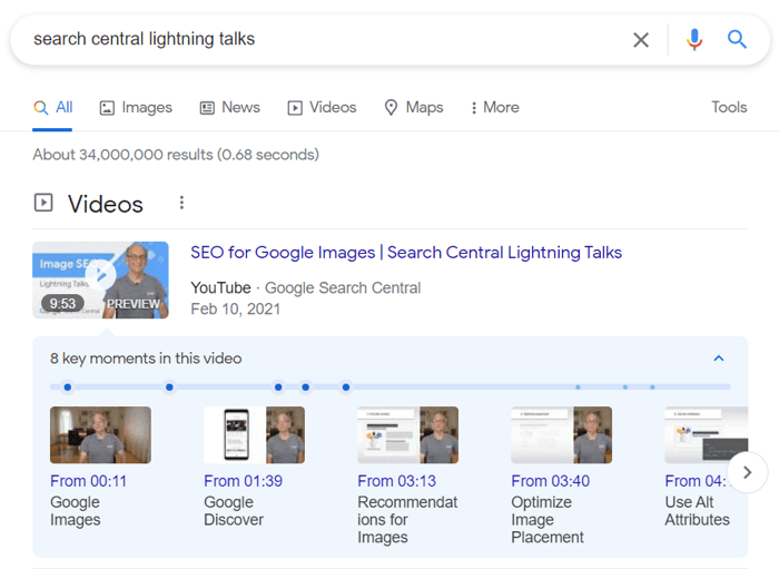 Videos block on Google