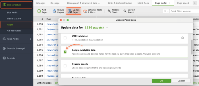 Update Google Analytics data