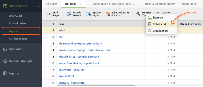 Robots.txt settings