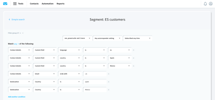 Segmentation in GetResponse