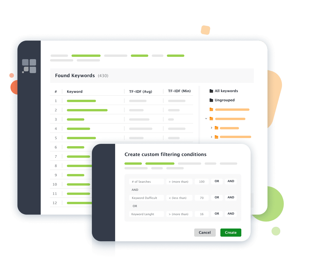 Sort keywords by using custom filters