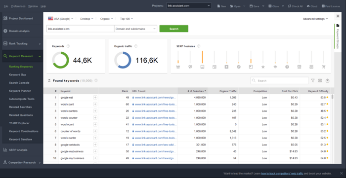 Keyword Research in Rank Tracker