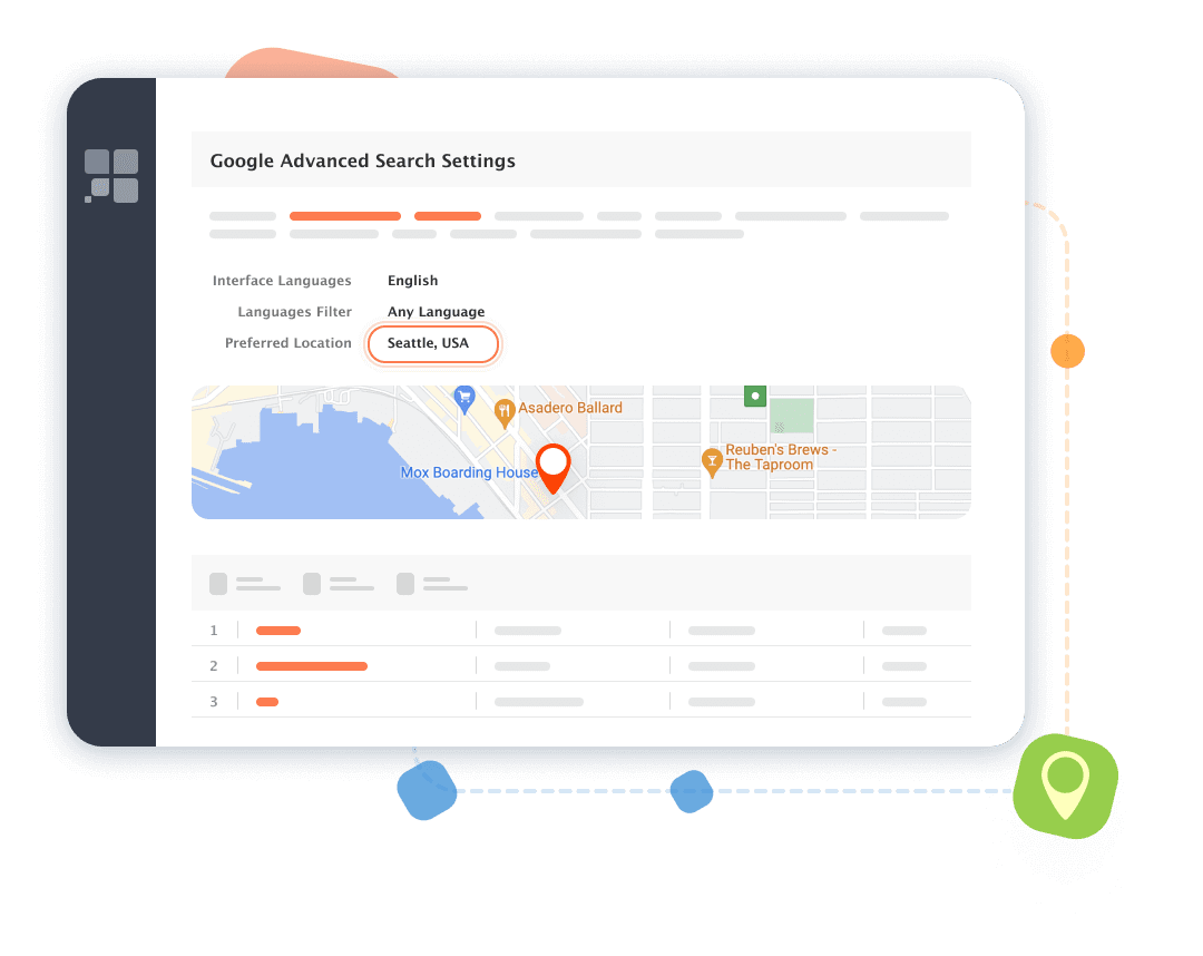 Defining the geolocation for the rank checking mode