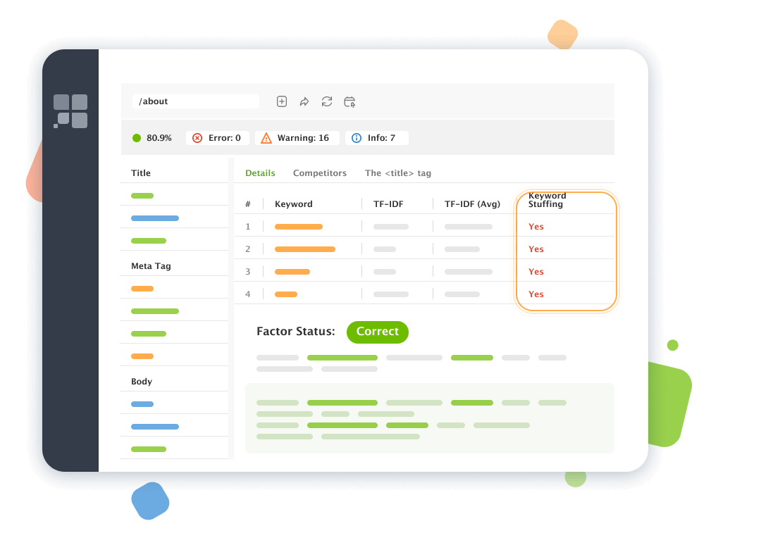 Use TF-IDF algorithm to fix keyword stuffing